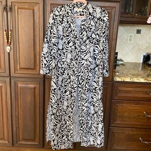 LOFT Pineapple Midi/ Maxi Pocket Shirtdress- Linen-blend